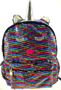 16" Luv Betsey Johnson PLATA O MULTICOLOR! Mochila unicornio lentejuelas reversible - Imagen 1 de 3