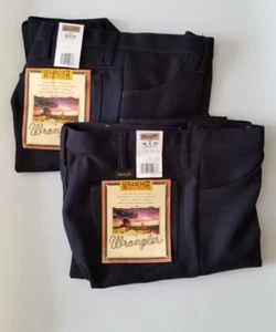 2 NEW Wrangler 82NV Wrancher Boot Cut Jeans Men 36X32 Black Stretch Dress Pants - Picture 1 of 6