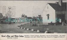 Niagara Falls NY - BREW'S BLUE & WHITE CABINS - Postcard Roadside Gas Station