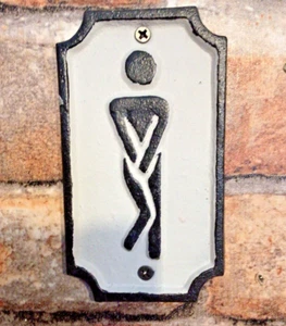 5"x2.75" Vintage Style Cast Iron "Twisting Man" Bathroom Door Sign Home Decor! - Picture 1 of 7