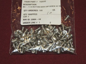 Pack of 100 New M4 x .7 x 8mm Long Stainless Steel Button Head Socket Cap Screw - Picture 1 of 2
