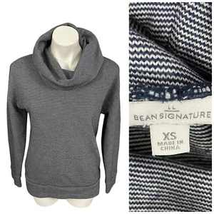 LL Bean Signature Sweater Women XS Cowl Neck Blue Stripe Nautical Coastal Preppy - Picture 1 of 15