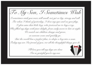 TO MY SON GIFT NOTE CARD envelope wedding graduation birthday gift from mum dad - Bild 1 von 2