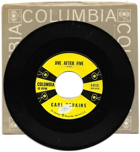 CARL PERKINS-COLUMBIA 41131 ROCKABILLY 45 RPM JIVE AFTER FIVE/PINK PEDAL PUSHERS - Imagen 1 de 2