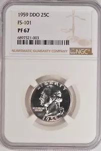 1959 DDO Washington Quarter Proof NGC PF 67 PR67 FS-101 Variety Coin 25C - Picture 1 of 2