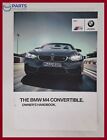 BMW M4 CONVERTIBLE F83 HANDBOOK OWNERS MANUAL BOOK 2014-2020 CARS GENUINE