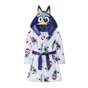 Bluey Toddler Kids Christmas Holiday Print Costume Hooded Bathrobe, Robe - Picture 1 of 6