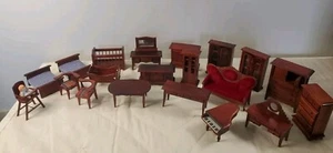RARE!! Gorgeous Vintage 20-Piece Set Dollhouse Miniature Wood Furniture Lot- D86 - Picture 1 of 12
