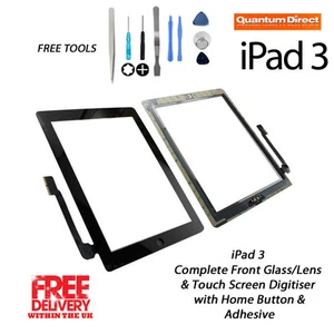 iPad 3 Complete Front Glass/Digitiser Touch Screen/Panel Assembly - BLACK - Picture 1 of 5