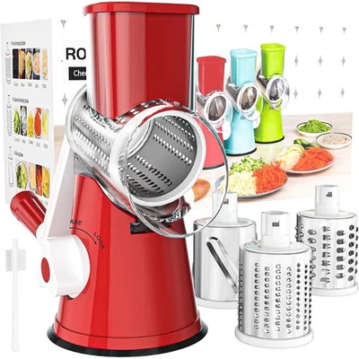 Rallador de queso de tres hojas con base de succión herramienta de acero inoxidable segura para alimentos nuevo Foto 1 de 4