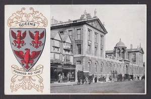 Vintage Embossed Postcard England Oxford University Coat arms Queen's College - Picture 1 of 3