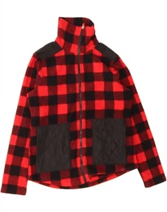 CHAPS Womens Fleece Jacket UK 10 Small Red Gingham Polyester DC84 - Picture 1 of 3