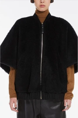 Max Mara Briose Alpaca Zip Up Cape Coat Black women's size S NWOT - Image 1 of 4