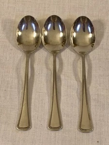 (3X) CUCHARA DE CENA con cuentas Rogers NEEDLEPOINT Ltd 1811 cubiertos de acero inoxidable - Imagen 1 de 4