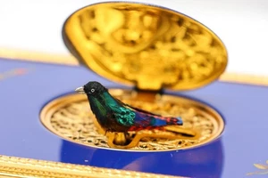REUGE Singing Bird Box Music Box Blue GP Used 2510019 - Picture 1 of 8