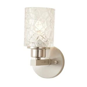 Brushed Nickel Wall Sconce, Farmhouse Bathroom Wall Lamp, Modern Wall - Picture 1 of 7