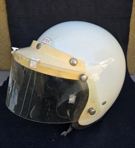 Bell Helmet Magnum II Snell 75 White Motorcycle Size 7-1/2 & Shield Rare Large - Picture 1 of 10