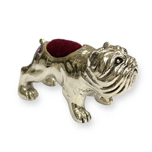 Viktorianischer Stil Sammlerstück Bulldogge Nadelkissen 925 Sterling Silber Nähnadel - Bild 1 von 6