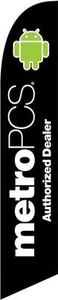 Black MetroPCS Authorized Dealer Feather Banner Swooper Flag - FLAG ONLY - - Picture 1 of 1
