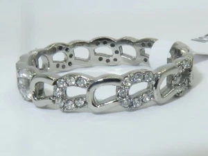 Ladies cz band ring 4mm full eternity 1 carat pretty stainless steel silver 111 - Picture 1 of 6