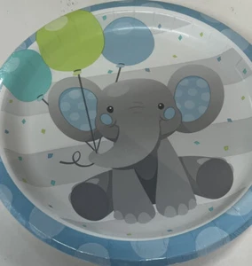 It’s A Boy Enchanting Elephants Boy Paper Plates 9in,8ct - Picture 1 of 3