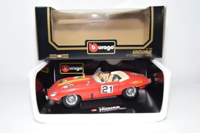 B37 BBURAGO BURAGO 1:18 3026 JAGUAR E TYPE CABRIOLET 1961 RALLY #21 RED MIB - Photo 1/4