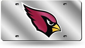 Arizona Cardinals Premium Laser Cut Tag License Plate, Mirrored Acrylic...