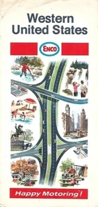 1969 ENCO HUMBLE OIL Road Map WESTERN UNITED STATES California Texas Oregon Utah - Picture 1 of 4