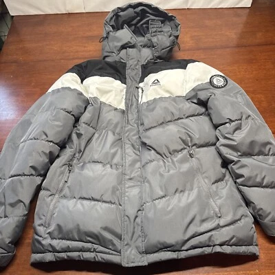 Chaqueta acolchada Reebok L gris/negro para hombre - capucha extraíble Strength Power 1895 Foto 1 de 4