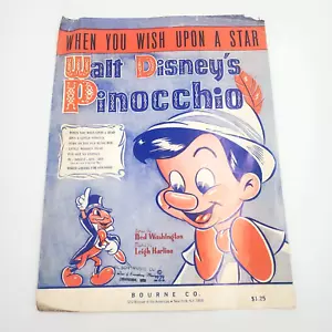 When You Wish Upon A Star Walt Disney's PINOCCHIO 1940 Spartiti Bourne Co - Foto 1 di 4