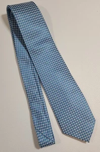 Corbata para hombre Umo Lorenzo 100 % poliéster blanco azul a cuadros punta 58" x 3" - Imagen 1 de 7