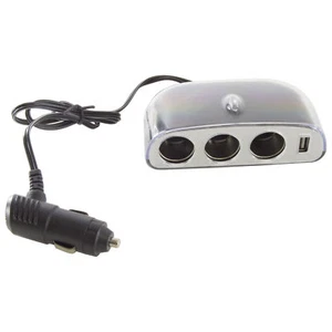 3-Way Multi Socket Auto Car Cigarette Lighter Splitter with USB Port Car Charger - Picture 1 of 4