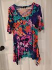 Cable & Gauge Multicolor 3/4 Sleeve Scoop Neck Colorful Tunic Size M
