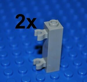 LEGO PARTS - 2X LIGHT BLUISH GREY 1X1X3 STUDS/DOOR HOLDER/CLIP/HINGE 60583 42944