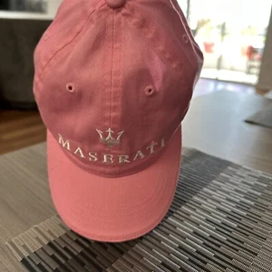 New Adult Maserati Cars Automobile Cap Hat Trident Sewn Logo Pink White Adjusts - Picture 1 of 5
