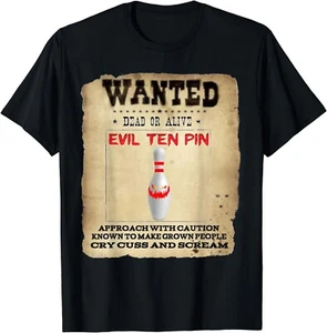Evil Ten Pin 10 Funny Bowling Short Sleeve Funny Gift Unisex T-Shirt - Picture 1 of 3