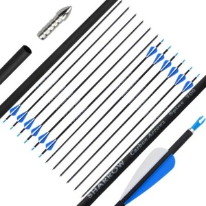 31'' Carbon Arrows SP700 OD7MM Broadheads Archery Recurve Compound Bow Shooting - Picture 1 of 16