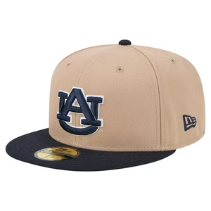 Men's New Era Khaki Auburn Tigers Two-Tone 59FIFTY Fitted Hat - Picture 1 of 5