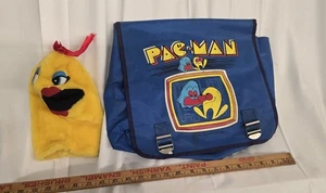 Vintage 1982 Pac-Man Backpack & Ms. Pac-Man Golf Club Headcover Lot Midway Arcad - Picture 1 of 5