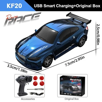 1/64 遥控漂移汽车 KF20 迷你桌面赛车 4WD 2.4GHZ 遥控汽车玩具 — 第 1/4 张图片