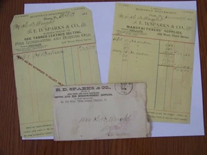 Aceites Chester Pennsylvania ED Sparks Co Newark Delaware cuero curtido 1882 - Imagen 1 de 2