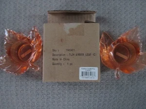CANDELA YANKEE NUOVA CON SCATOLA Autunno Autunno Forma Foglia Vetro Ambrato Portacandele - Set di 2 - Foto 1 di 1