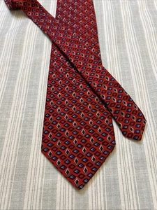 Fratelli Moda Seidenkrawatte rot Rauten geometrisch Italien #0197 - Bild 1 von 13