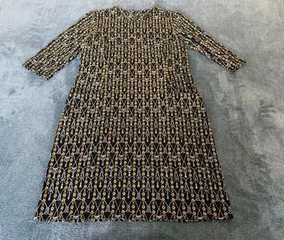 Vestido de tela J. McLaughlin Catalyst Catalina nudo cadena estampado bolsillos oficina XL Foto 1 de 4