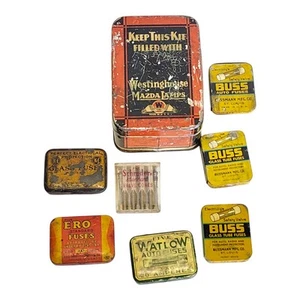 Vintage Automotive Fuses Lamp Bulb Tins Lot - Picture 1 of 2