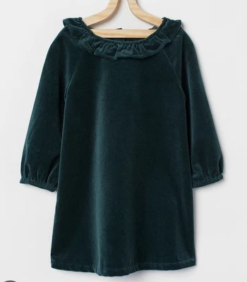 H&M Bebé Niñas Talla 2T/3T Jade Verde Terciopelo Manga Larga Vestido Vacaciones Navidad Foto 1 de 4