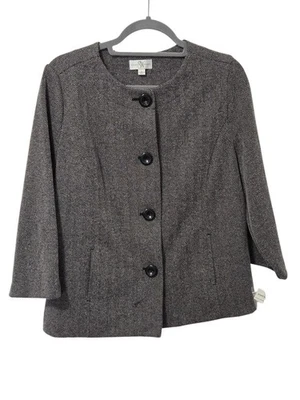 Jaqueta Swing Max Studio Tamanho L Blazer Tweed Linha A Work Wear Botão Grande - Imagem 1 de 4