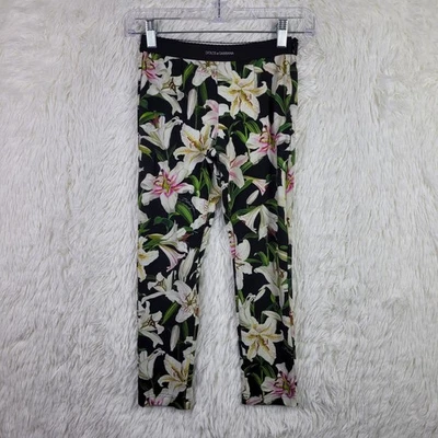 Dolce & Gabbana 女孩 7/8 Lilly 紧身裤花卉意大利制造运动休闲  — 第 1/4 张图片