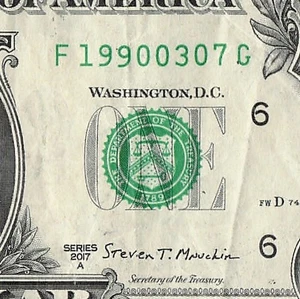 MAR 07 1990 Birthday Fancy Serial Number Date Note One Dollar Bill 03 07 1990 - Picture 1 of 11