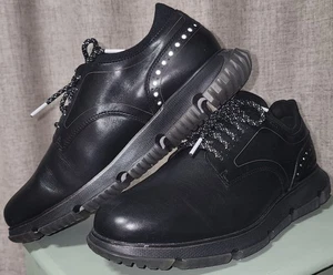 Cole Haan 4.ZerøGrand Men’s 9M Black Leather Oxford Sneakers Knit Collar WFA New - Picture 1 of 11